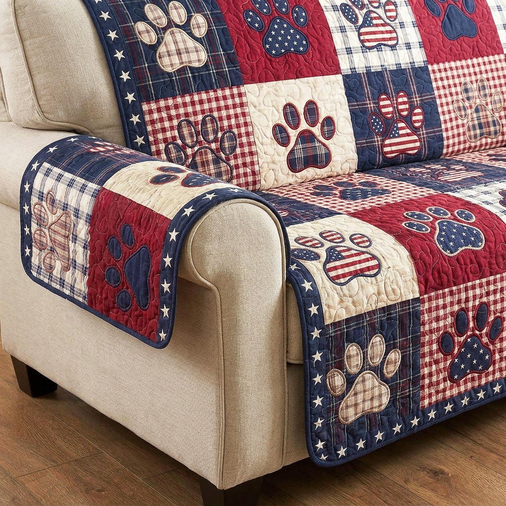Patriotic Pawprint Quilted Sofa Cover NCU0NTV1065