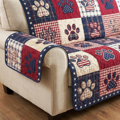 Patriotic Pawprint Quilted Sofa Cover NCU0NTV1065