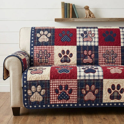 Patriotic Pawprint Quilted Sofa Cover NCU0NTV1065