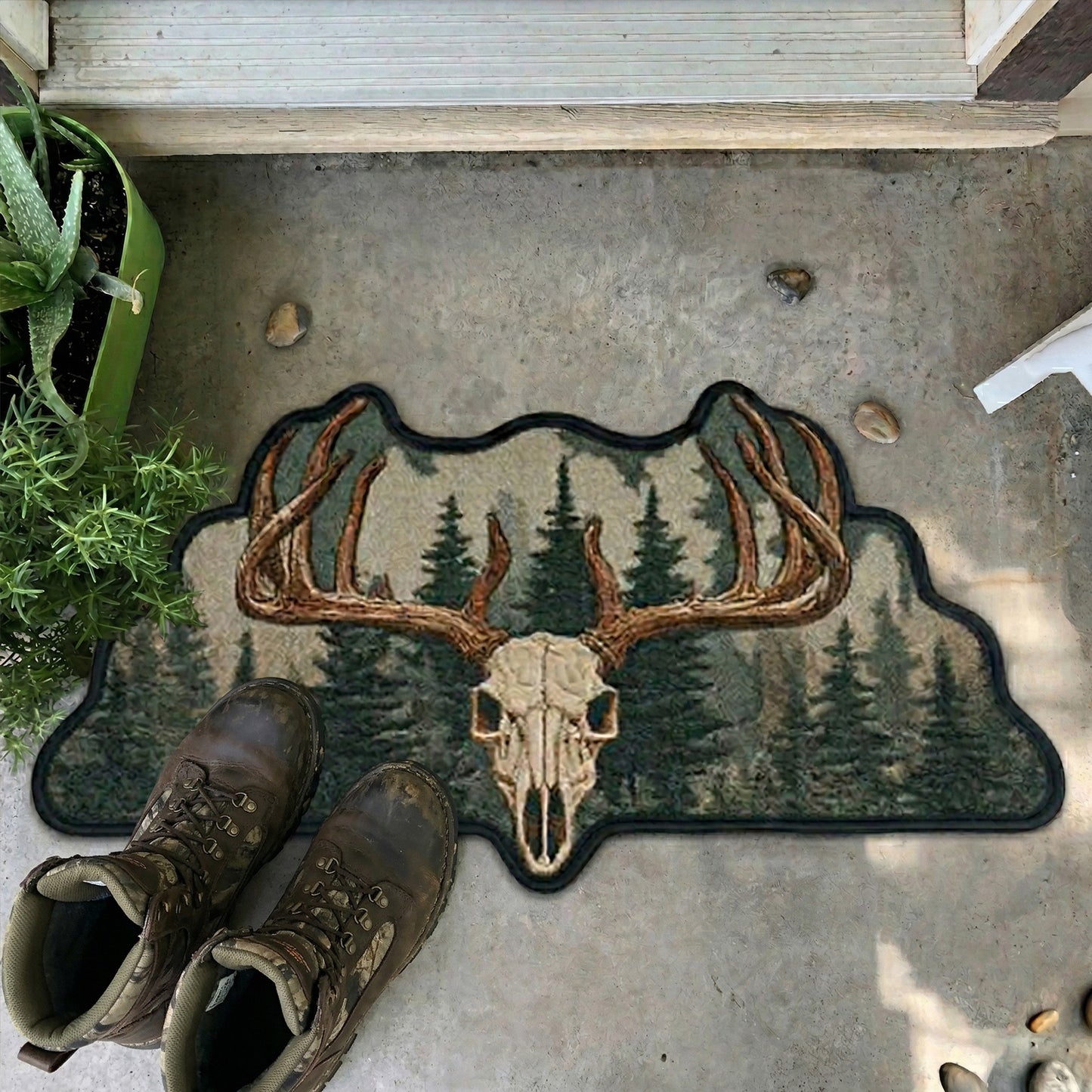 Cabin Antler Crest Custom Shape Doormat NCU0NNT3088