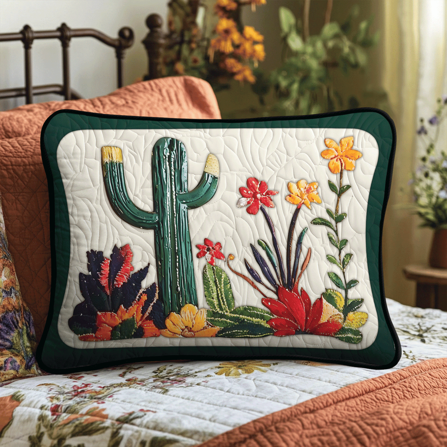 Colorful Cactus Quilted Bedding Pillow Case NCU0TH2118