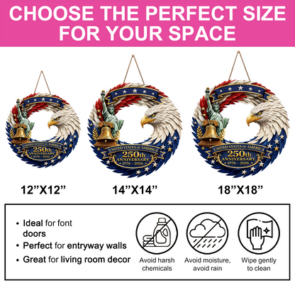 Custom Shape Doorsign Custom Door Sign - America 250th Anniversary Gifts For Mom, Dad, Brother, Sister, Kids - Bald Eagle Patriotic