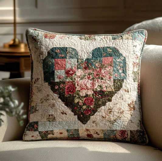 Vintage Heart Bloom Quilted Pillow Case NCU0DQQ0146