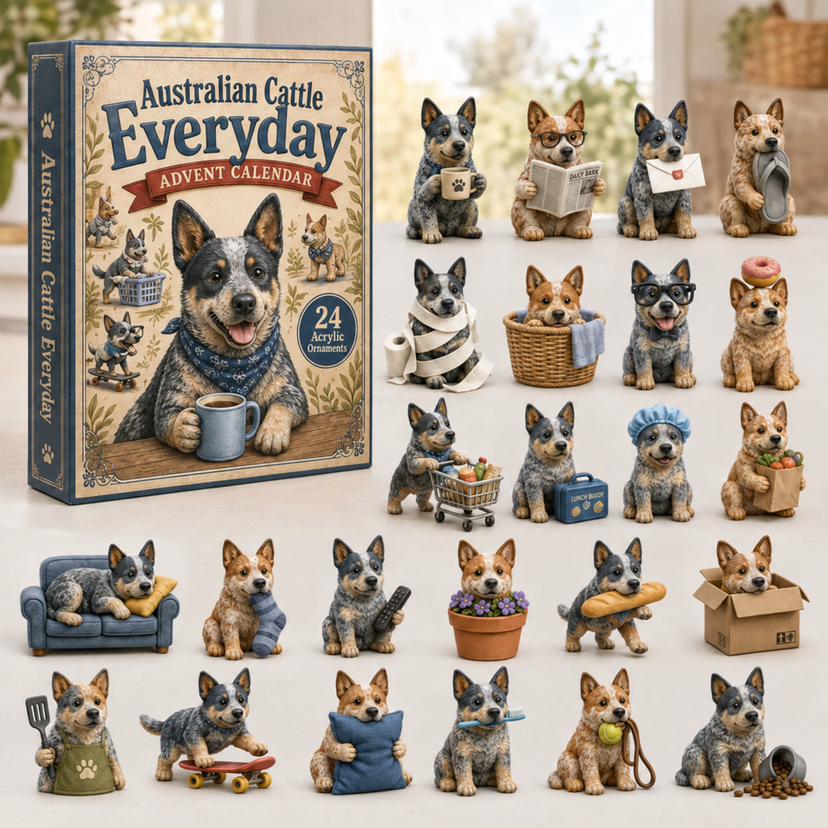 CHRISTMAS KICKOFF 40% OFF - Everyday Cattle Dog Advent Calendar 2026 - 24-Day Festive Countdown, Acrylic Charms Blind Box - Gift For Dog Lovers AC0TH234