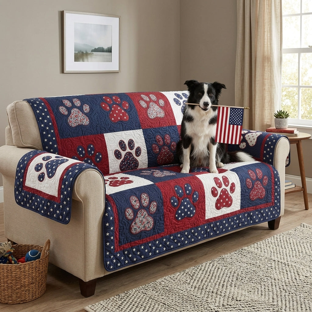 Patriotic Paws Quilted Sofa Cover NCU0NTV1060