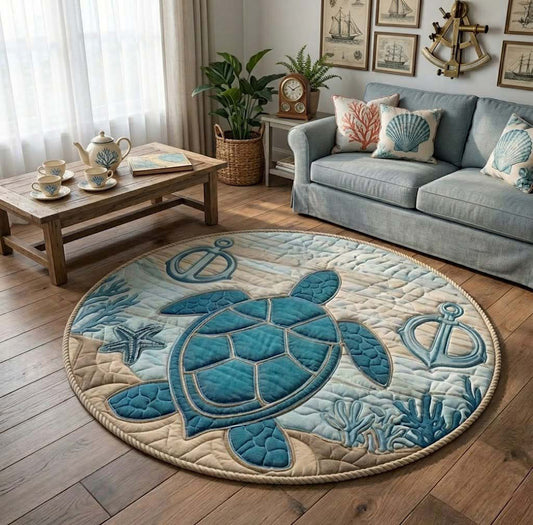 Nature Shore Turtle Quilted Round Mat NCU0DQQ0752
