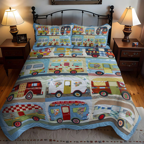 Wanderlust Wheels 3-Piece Quilted Bedding Set NCU0LL022