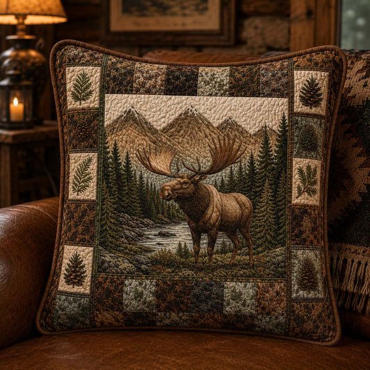 Mountain Moose Quilted Pillow Case NCU0DQQ0877