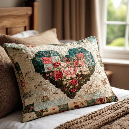 Vintage Heart Bloom Quilted Bedding Pillow Case NCU0DQQ0146
