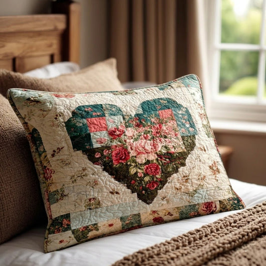 Vintage Heart Bloom Quilted Bedding Pillow Case NCU0DQQ0146