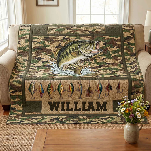 Bass Strike Personalized Quilted Blanket