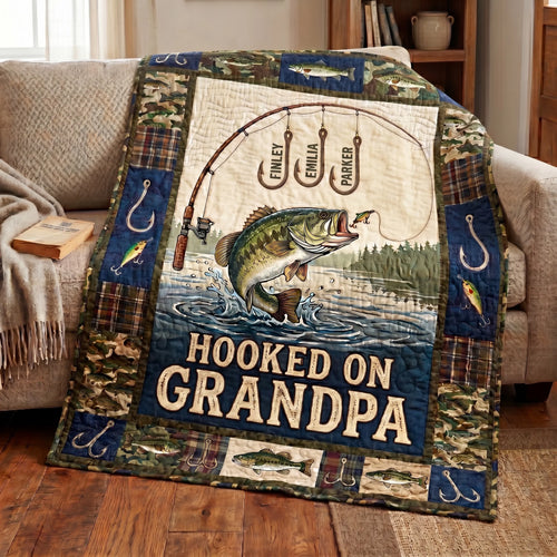 Hooked Catch Personalized Quilted Blanket