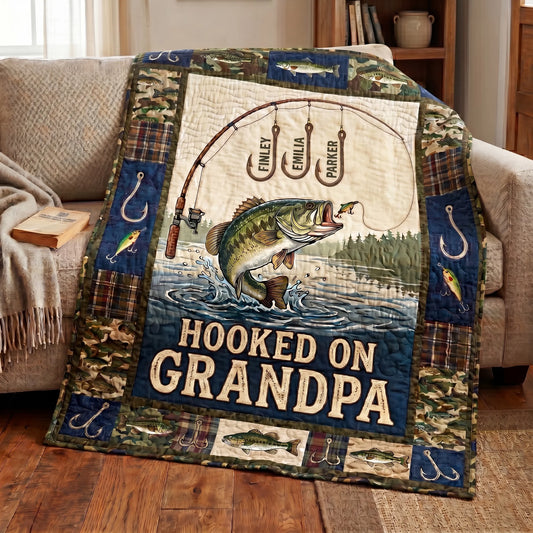 Hooked Catch Personalized Quilted Blanket