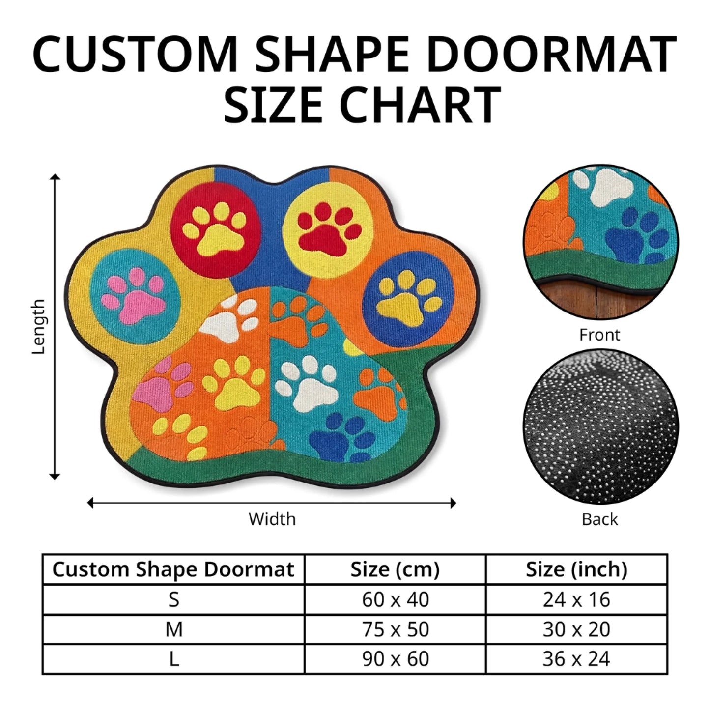 Custom Shape Doormat Size Chart