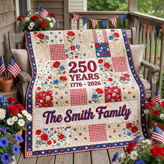 Heritage Bloom Personalized Quilted Blanket