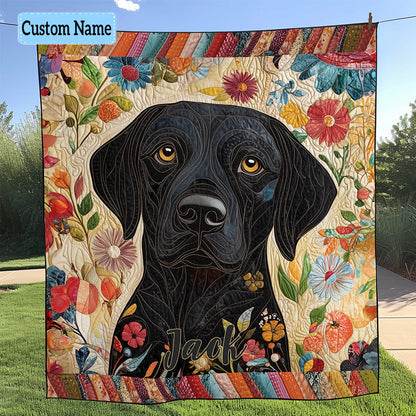 Black Labrador Personalized Quilted Blanket