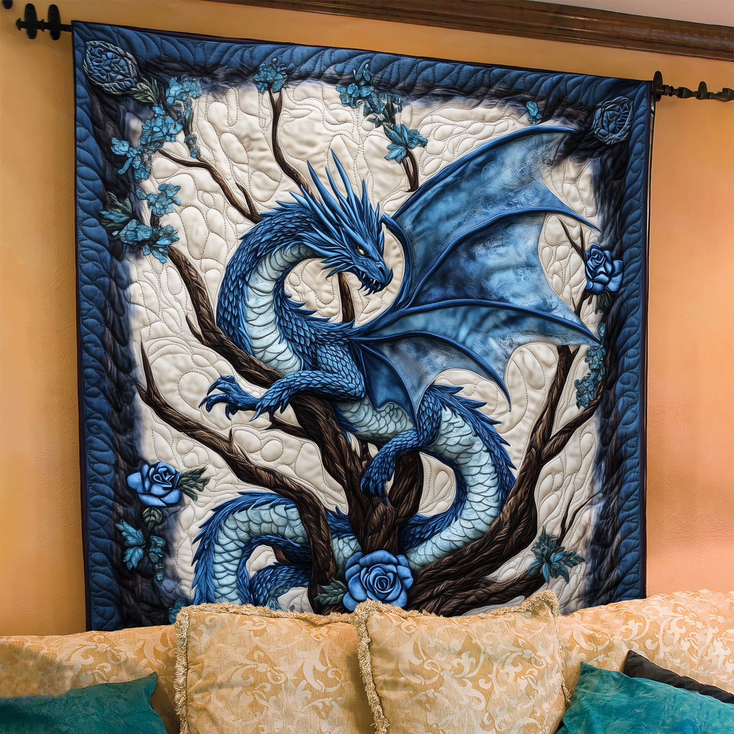 Rosefire Dragon Quilted Blanket NCU0DK854