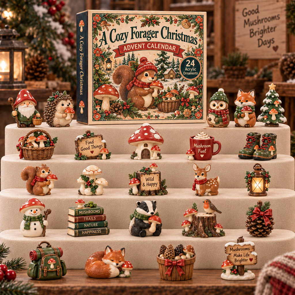 CHRISTMAS KICKOFF 40% OFF - A Cozy Forage Christmas Advent Calendar 2026 - 24-Day Festive Countdown, Acrylic Charms Blind Box - Gift For Mushroom Hunting AC0TH299