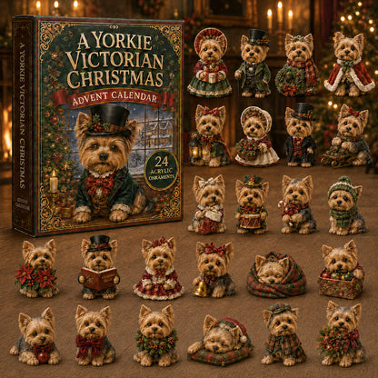 CHRISTMAS KICKOFF 40% OFF - A Yorkie Victorian Christmas Advent Calendar 2026 - 24-Day Festive Countdown, Acrylic Charms Blind Box - Gift For Yorkshire Terrier Lovers AC0NT102