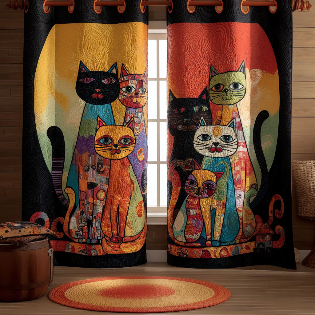 Abstract Cats Quilted Curtains NCU0PTT2172