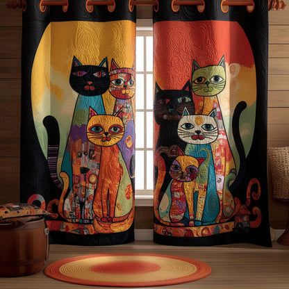 Abstract Cats Quilted Curtains NCU0PTT2172