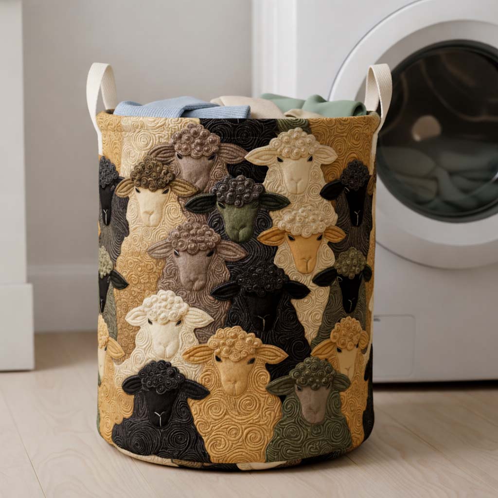Abstract Sheep Quilted Laundry Basket NCU0HNH914