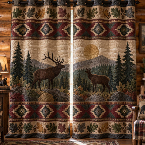 Acorn Oak Meadow Quilted Curtains NCU0PVL1139
