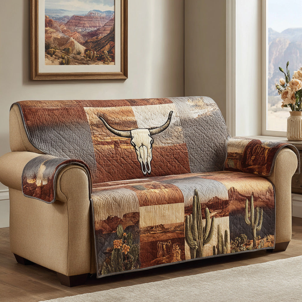 Adobe Patch Bull Quilted Sofa Cover NCU0LDH884
