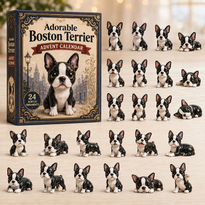 CHRISTMAS KICKOFF 40% OFF - Adorable Boston Terrier Advent Calendar 2026 - 24-Day Festive Countdown, Acrylic Charms Blind Box - Gift For Dog Lovers AC0NT122