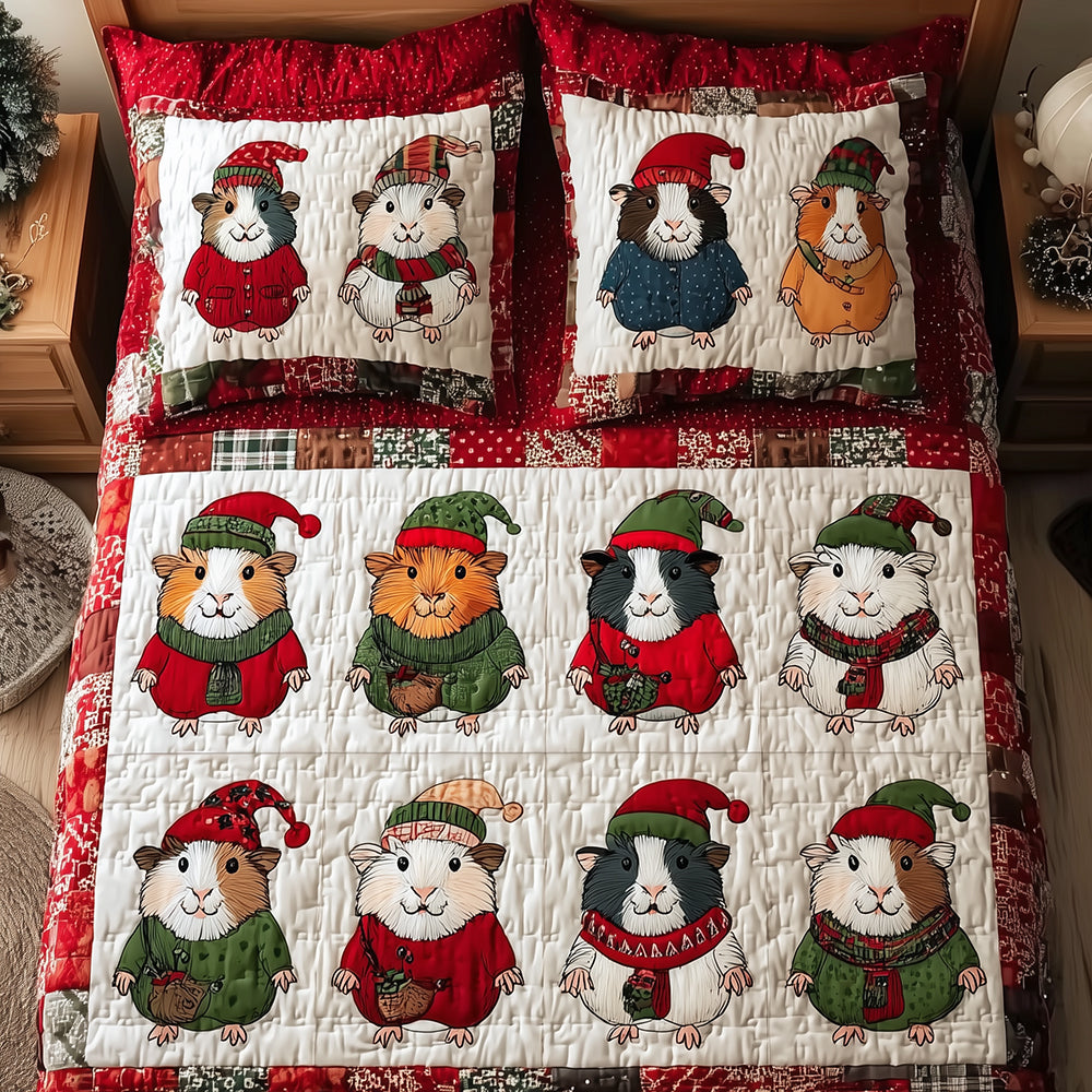 Adorable Guinea Pig 3-Piece Quilted Bedding Set NCU0TH3777
