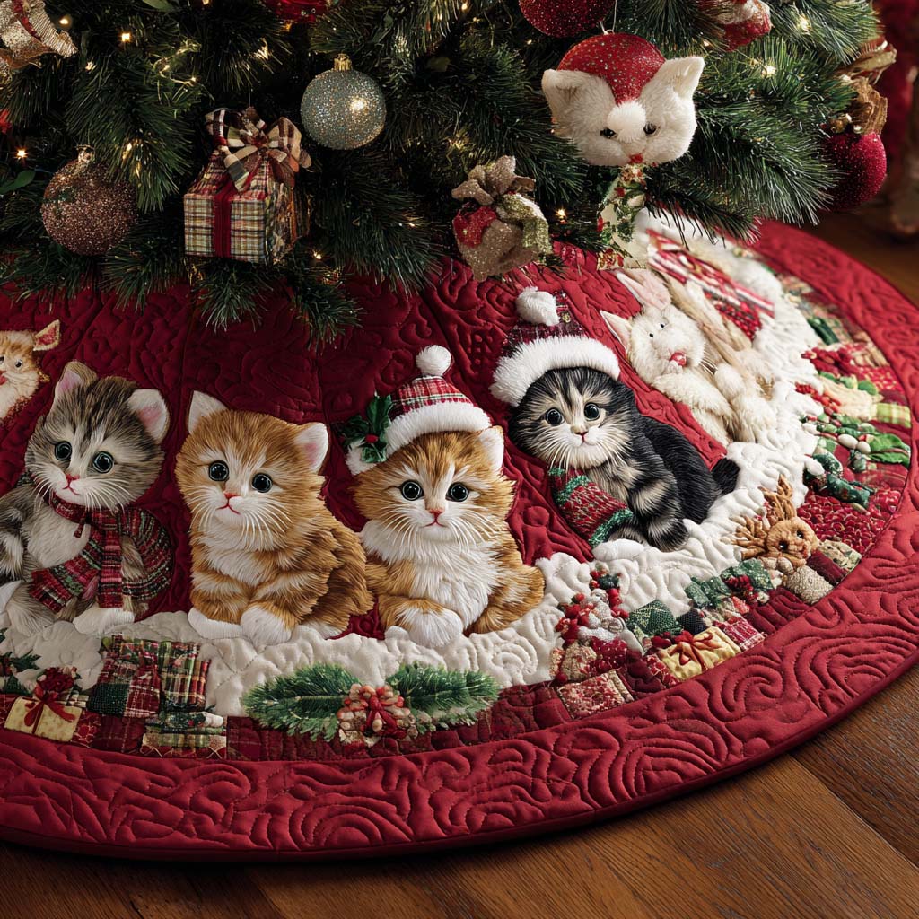 Adorable Santa Paws Christmas Quilted Tree Skirt NCU0NNT2216