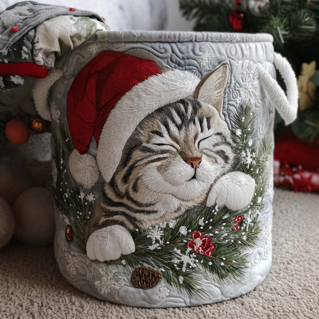 Adorable Santa Paws Quilted Laundry Basket NCU0NNT2196