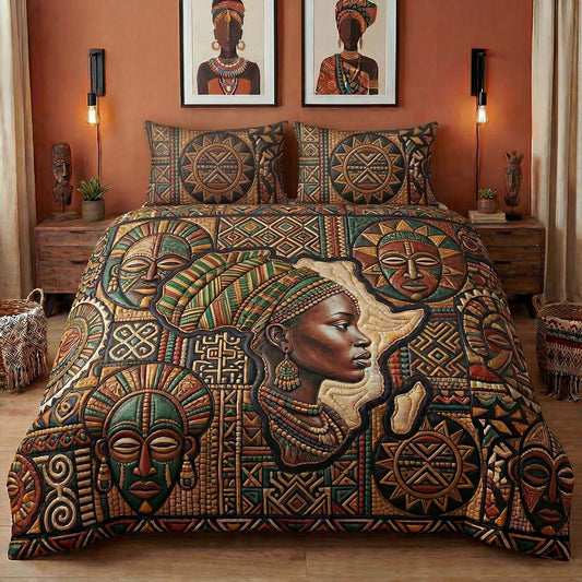 African Ancestry 3-Piece Quilted Bedding Set NCU0HNH1018
