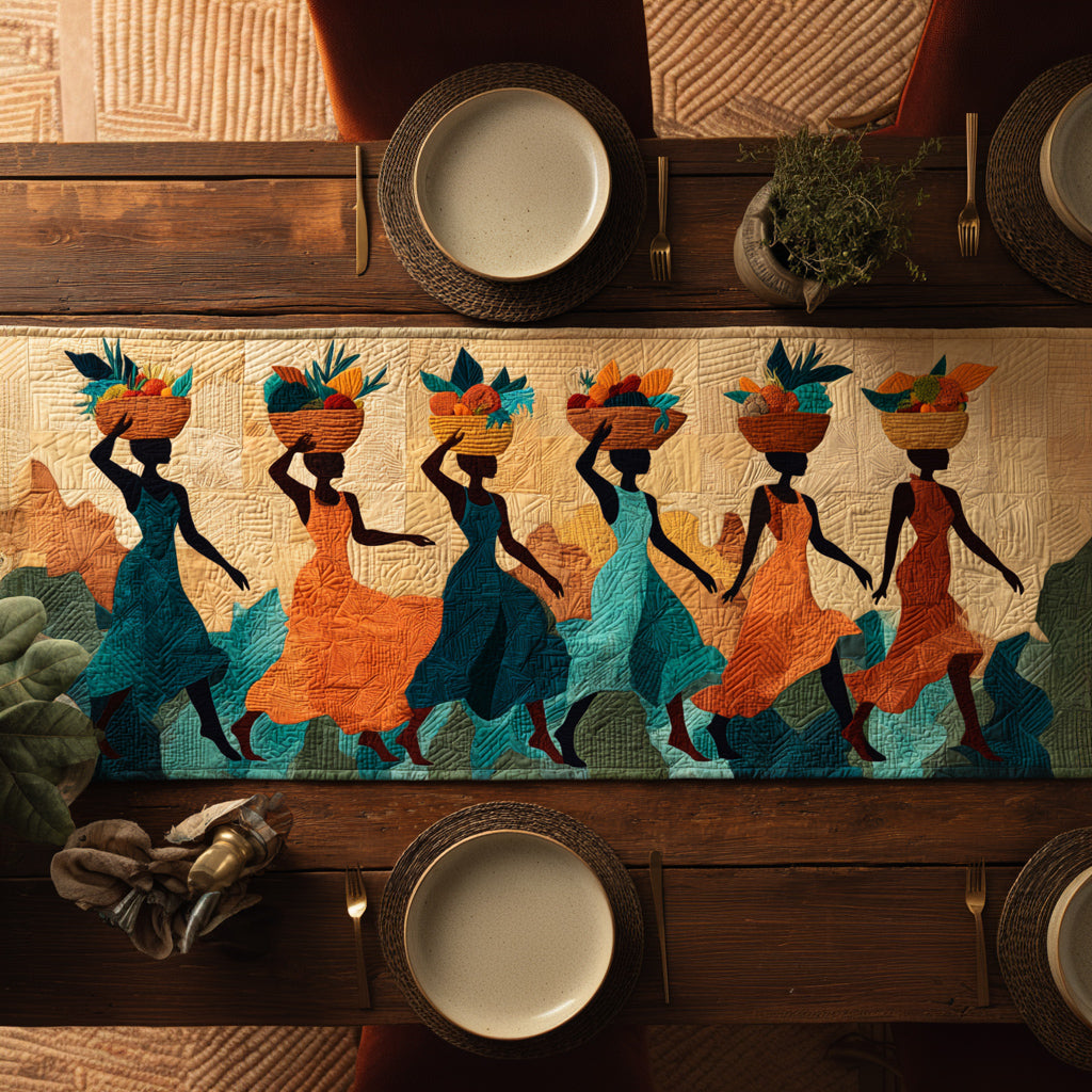 African Black Woman Harvest Quilted Table Runner NCU0HNH462