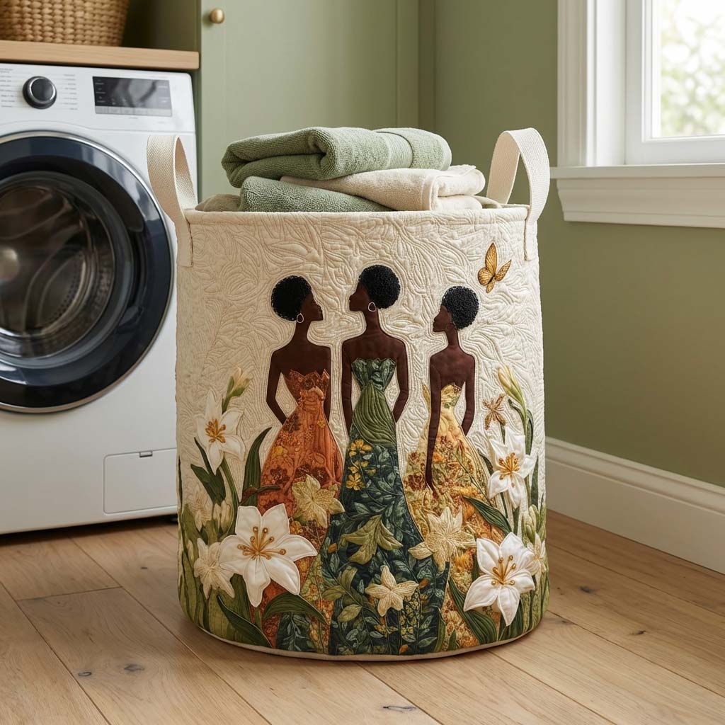 African Blossom Muse Quilted Laundry Basket NCU0HNH1002