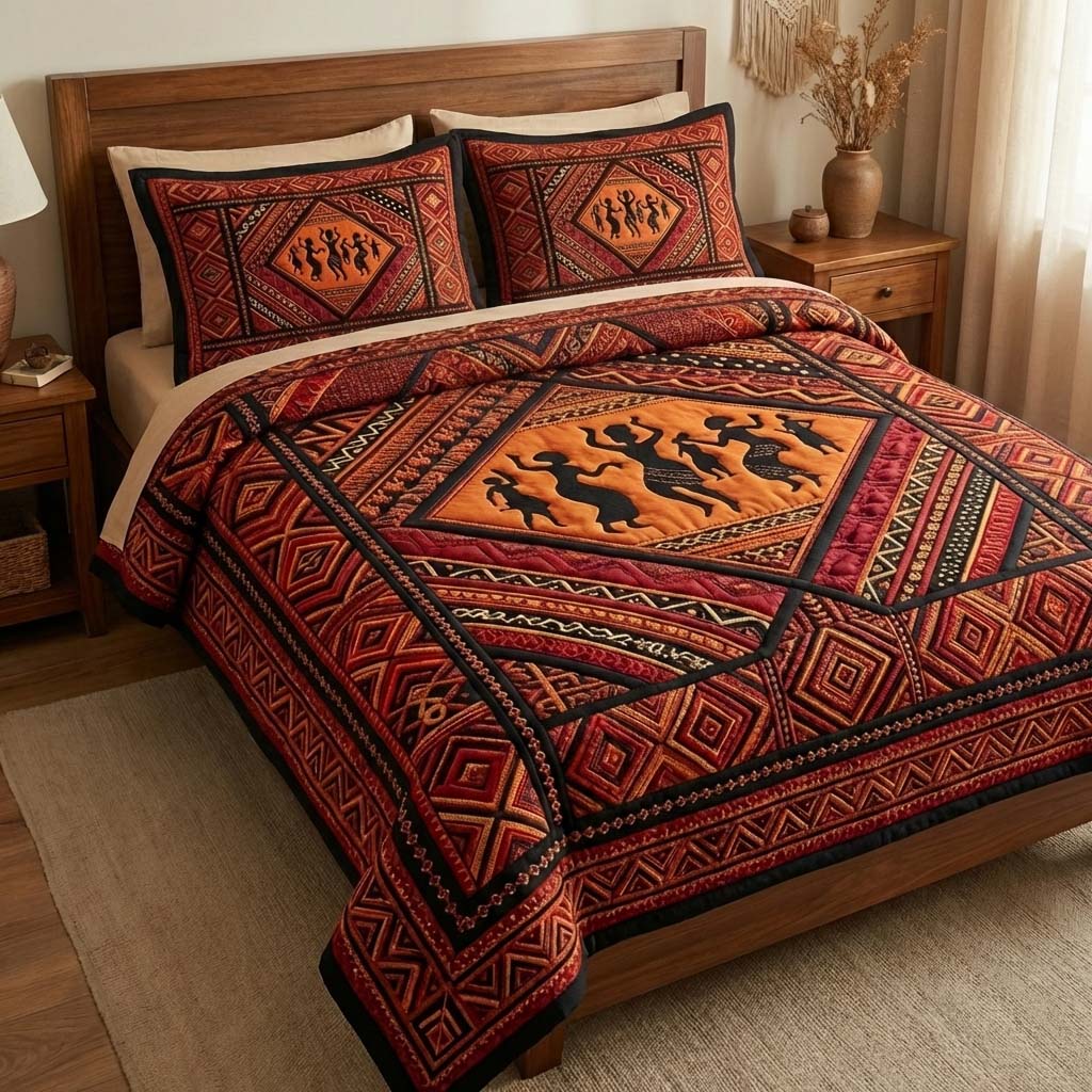 African Lore 3-Piece Quilted Bedding Set NCU0HNH1022