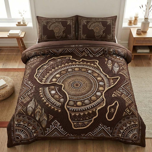 African Monolith 3-Piece Quilted Bedding Set NCU0HNH1023