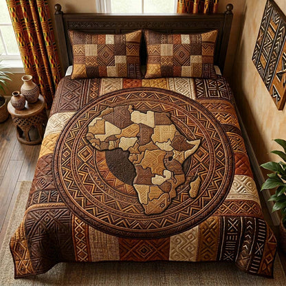 African Mosaic 3-Piece Quilted Bedding Set NCU0HNH1024