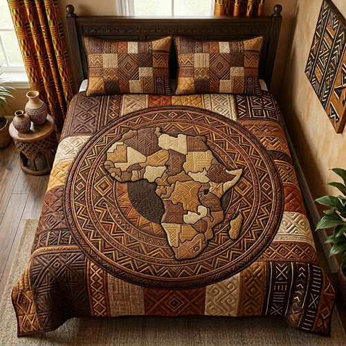 African Mosaic 3-Piece Quilted Bedding Set NCU0HNH1024