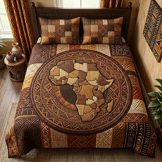 African Mosaic 3-Piece Quilted Bedding Set NCU0HNH1024
