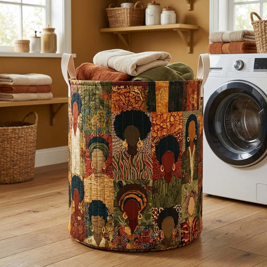 African Mosaic Face Quilted Laundry Basket NCU0HNH1006