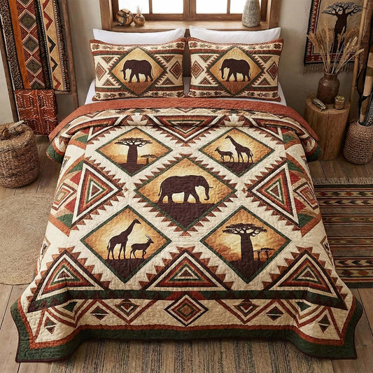 African Savannah 3-Piece Quilted Bedding Set NCU0HNH1025