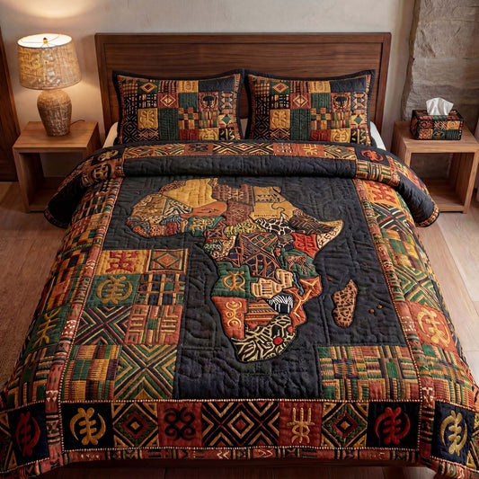 African Symbolism 3-Piece Quilted Bedding Set NCU0HNH1026