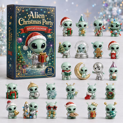 CHRISTMAS KICKOFF 40% OFF - Alien Christmas Party Advent Calendar 2026 - 24-Day Festive Countdown, Acrylic Charms Blind Box - Gift For Alien Lovers AC0HA186