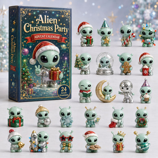 CHRISTMAS KICKOFF 40% OFF - Alien Christmas Party Advent Calendar 2026 - 24-Day Festive Countdown, Acrylic Charms Blind Box - Gift For Alien Lovers AC0HA186
