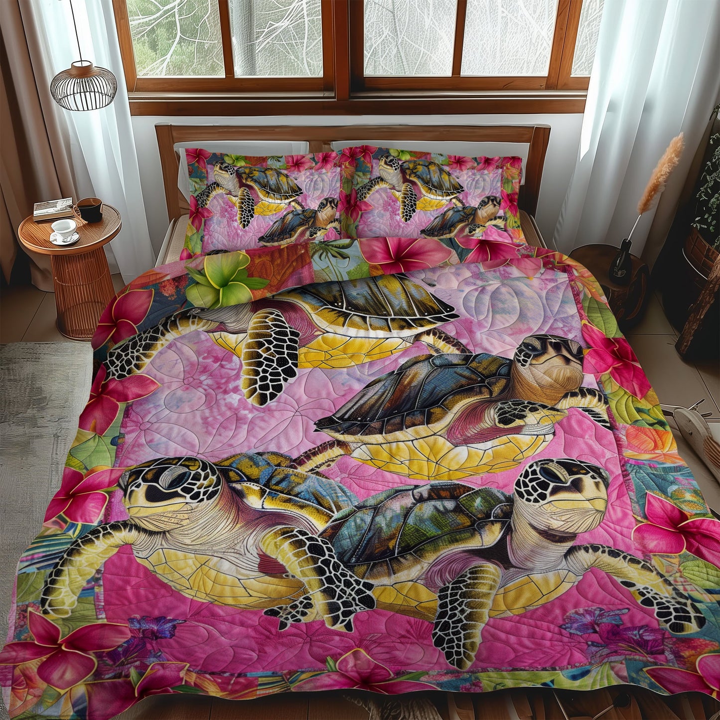Aloha Turtle Dreams 3-Piece Quilted Bedding Set  NCU0TL476