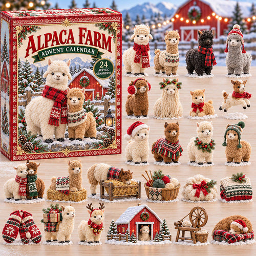 CHRISTMAS KICKOFF 40% OFF - Alpaca Farm Advent Calendar 2026 - 24-Day Festive Countdown, Acrylic Charms Blind Box - Gift For Family and Friends AC0TD071
