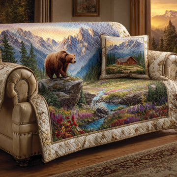 Northern Woods Bear Quilted Sofa Cover NCU0PTT2640
