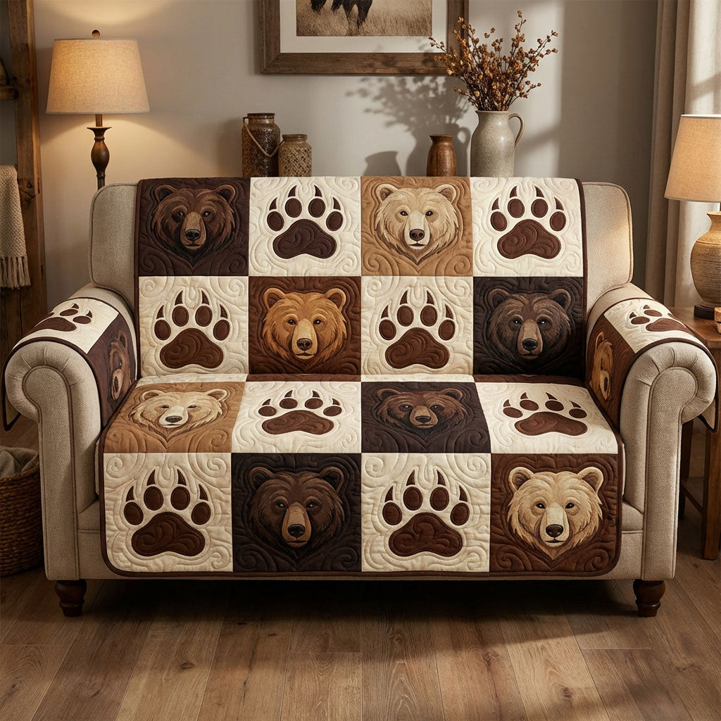Alpine Bear Quilted Sofa Cover NCU0NTD1625