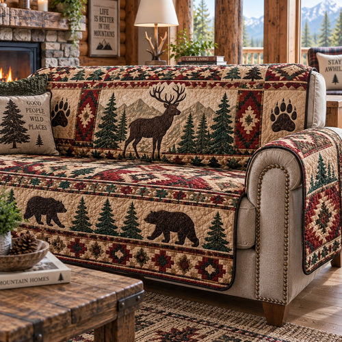 Alpine Elk Trek Quilted Sofa Cover NCU0PVL1084